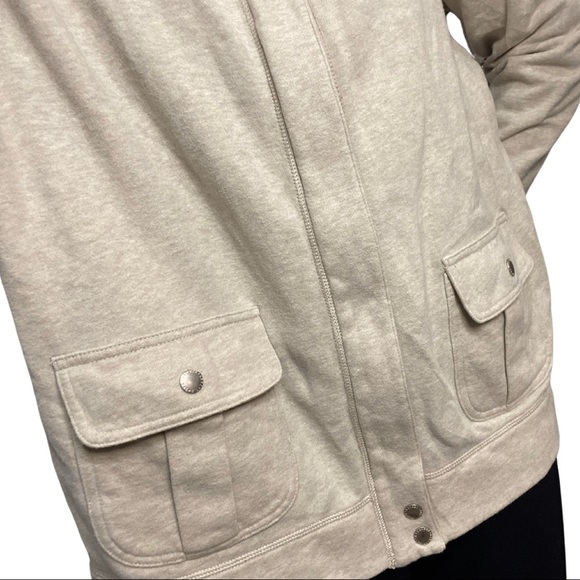 Preppy Button& Zip Sweatshirt Jacket with Patch Shoulder Size 2XL / Lauren RL - Picture 4 of 14